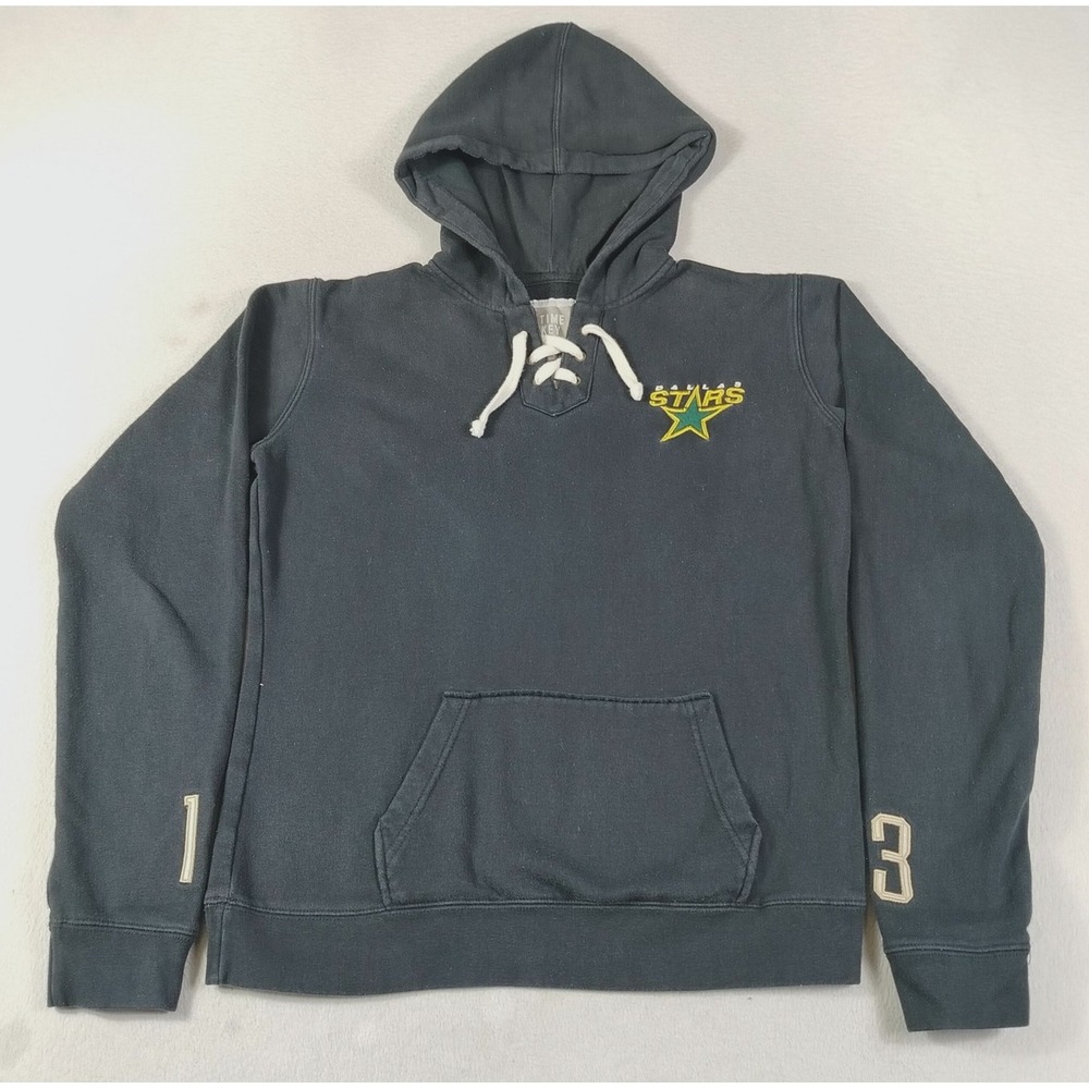 Old Time Hockey Hoodie Mens XL Black Dallas Stars NHL Lace Up Pullover 1993